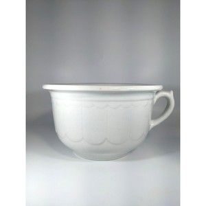 Antique White Ironstone Chamber Pot Potty No Lid Unique Shape Planter Flower Pot
